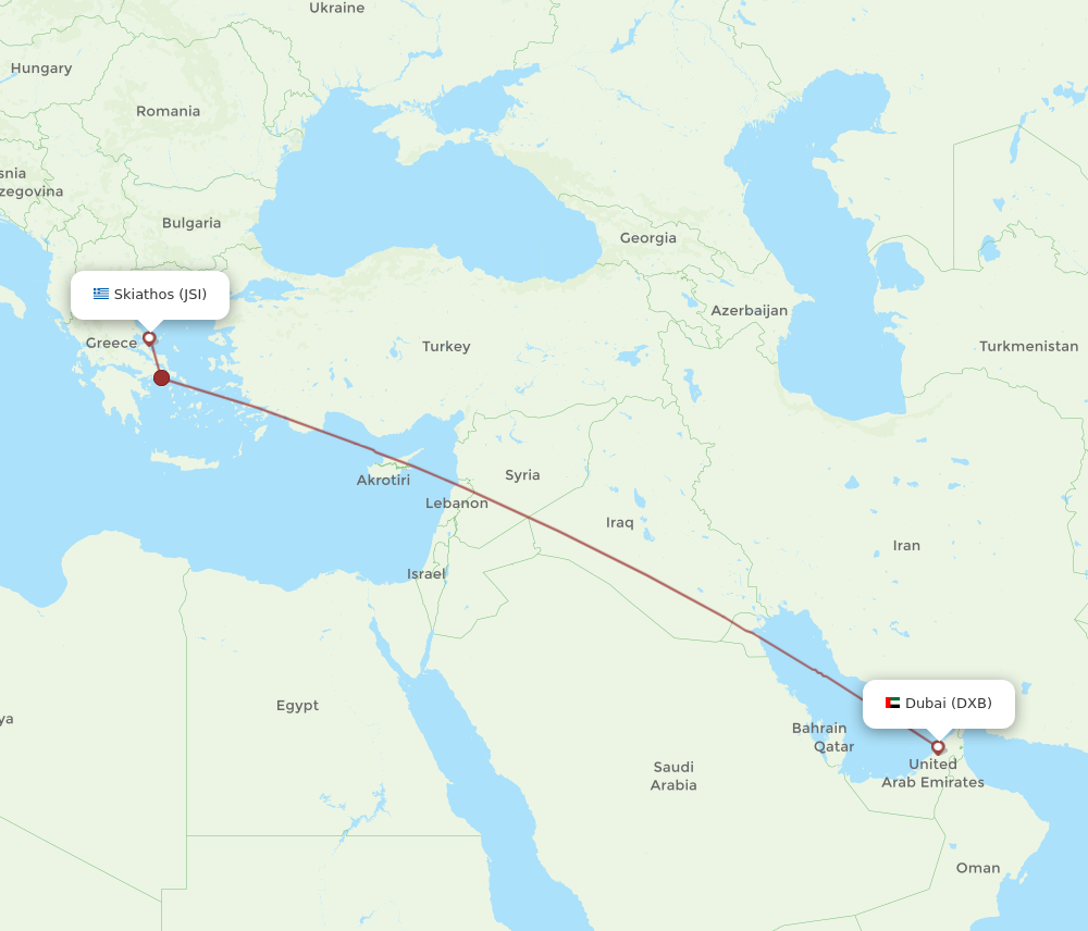 DXB to JSI flights and routes map