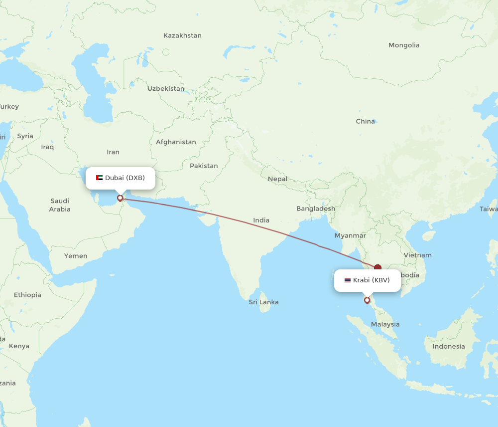 DXB-KBV flight routes