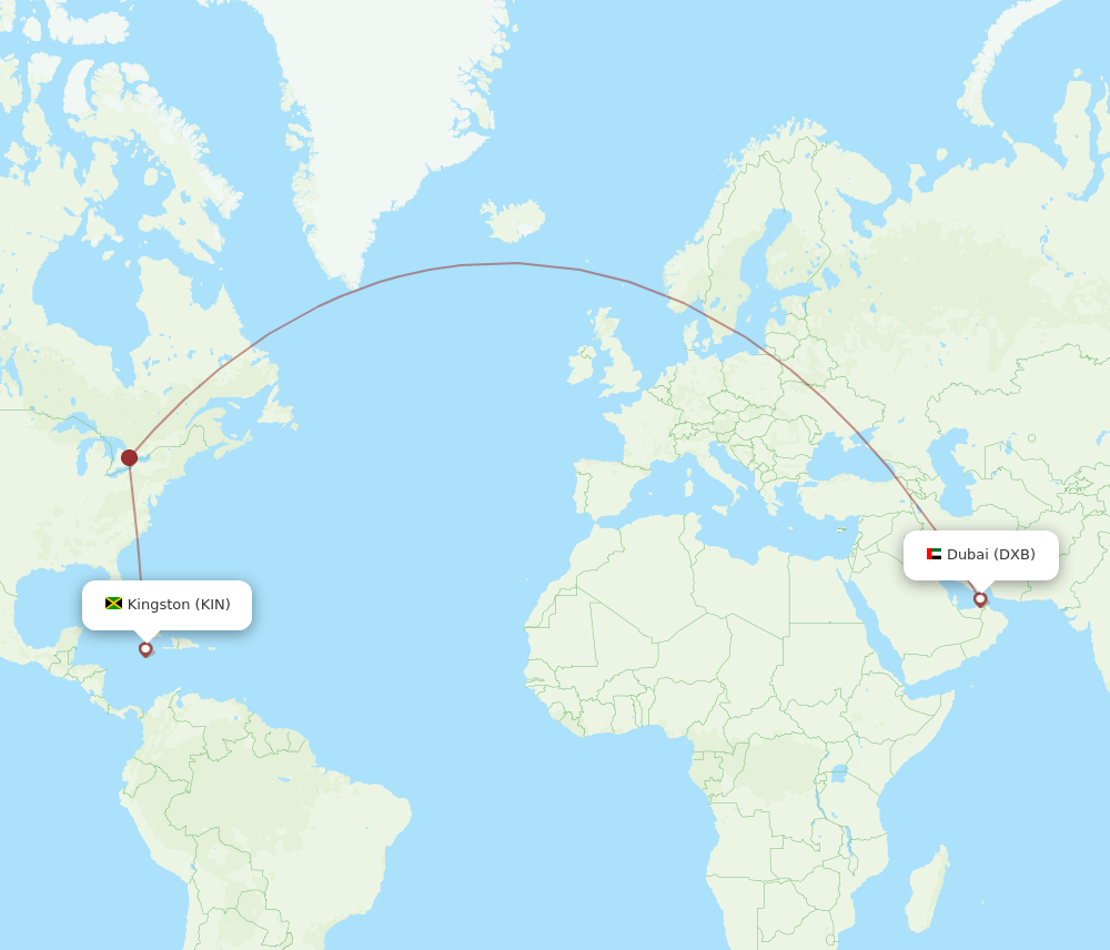 DXB-KIN flight routes
