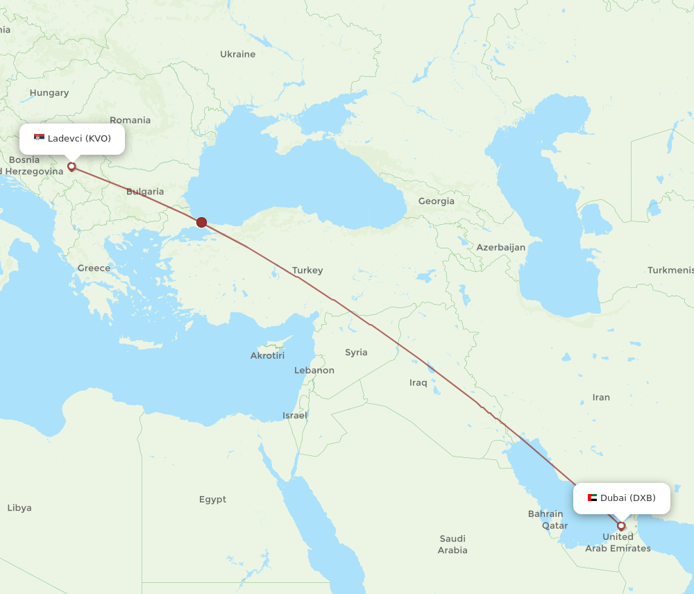 DXB-KVO flight routes
