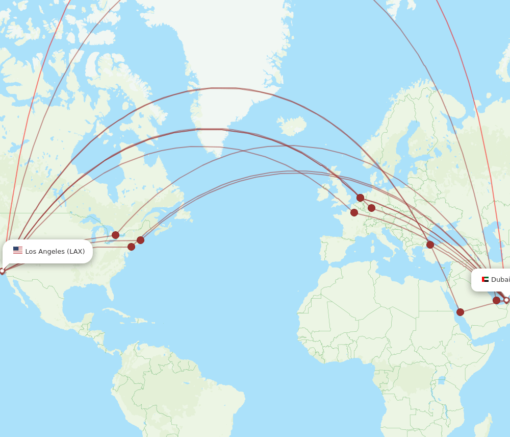 DXB-LAX flight routes
