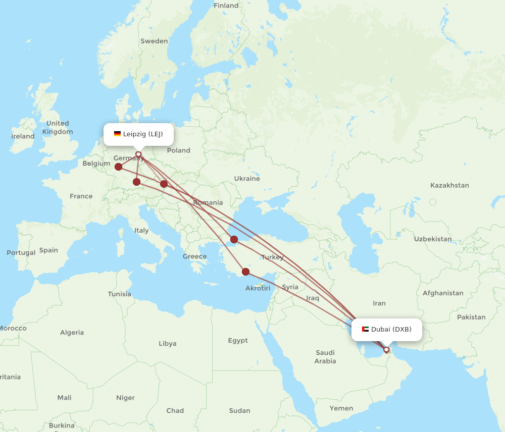 DXB-LEJ flight routes