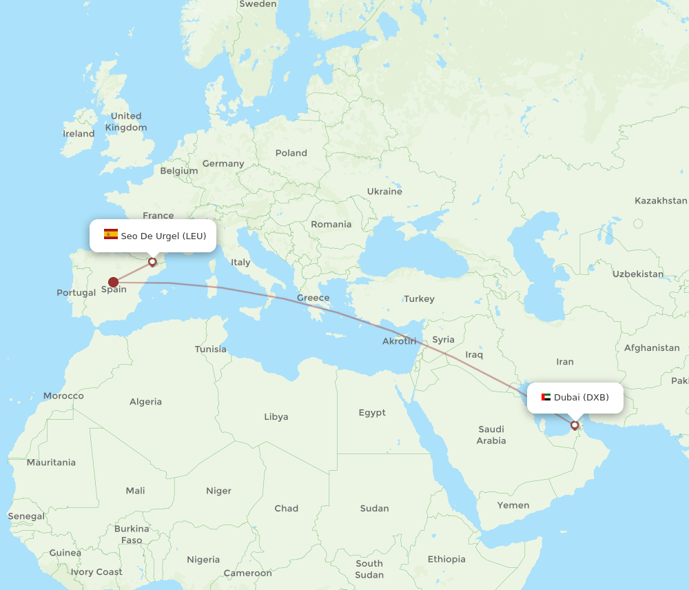 DXB-LEU flight routes