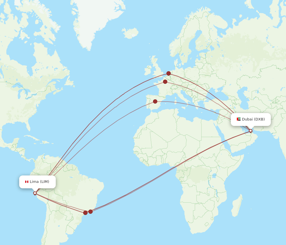 DXB-LIM flight routes