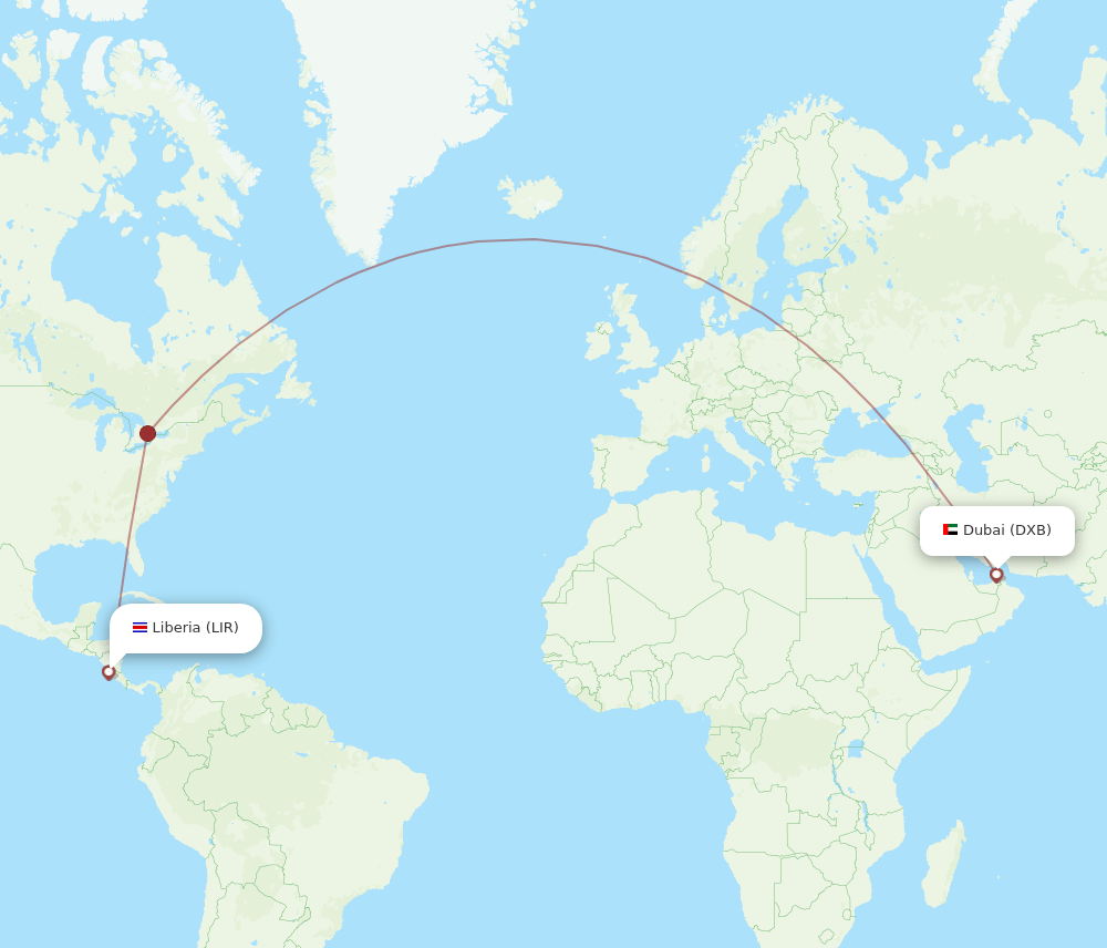 DXB-LIR flight routes