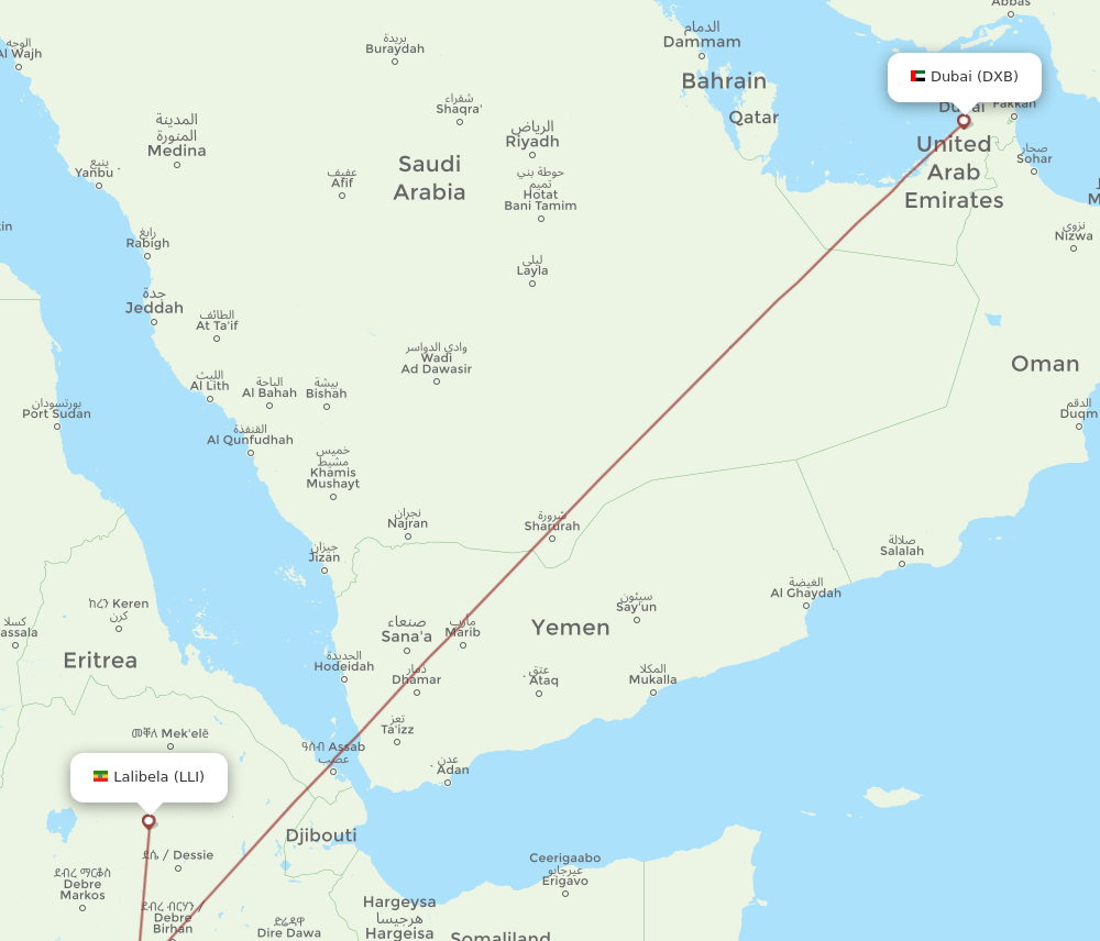 DXB-LLI flight routes