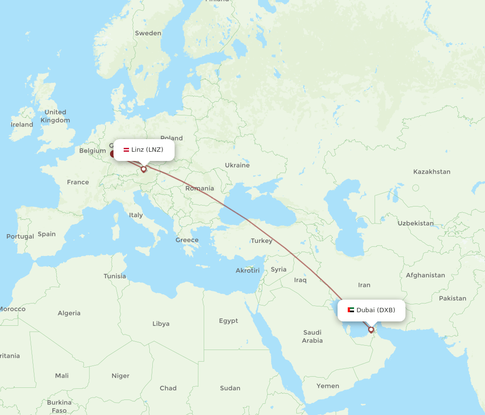 DXB-LNZ flight routes