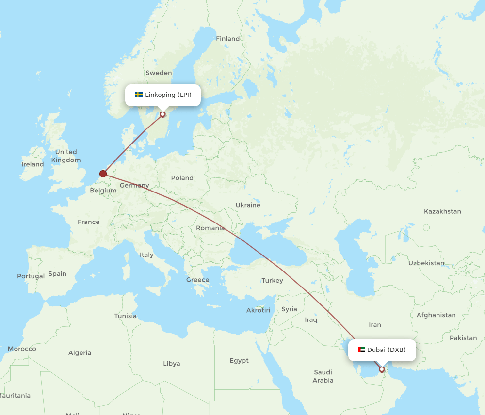 DXB-LPI flight routes