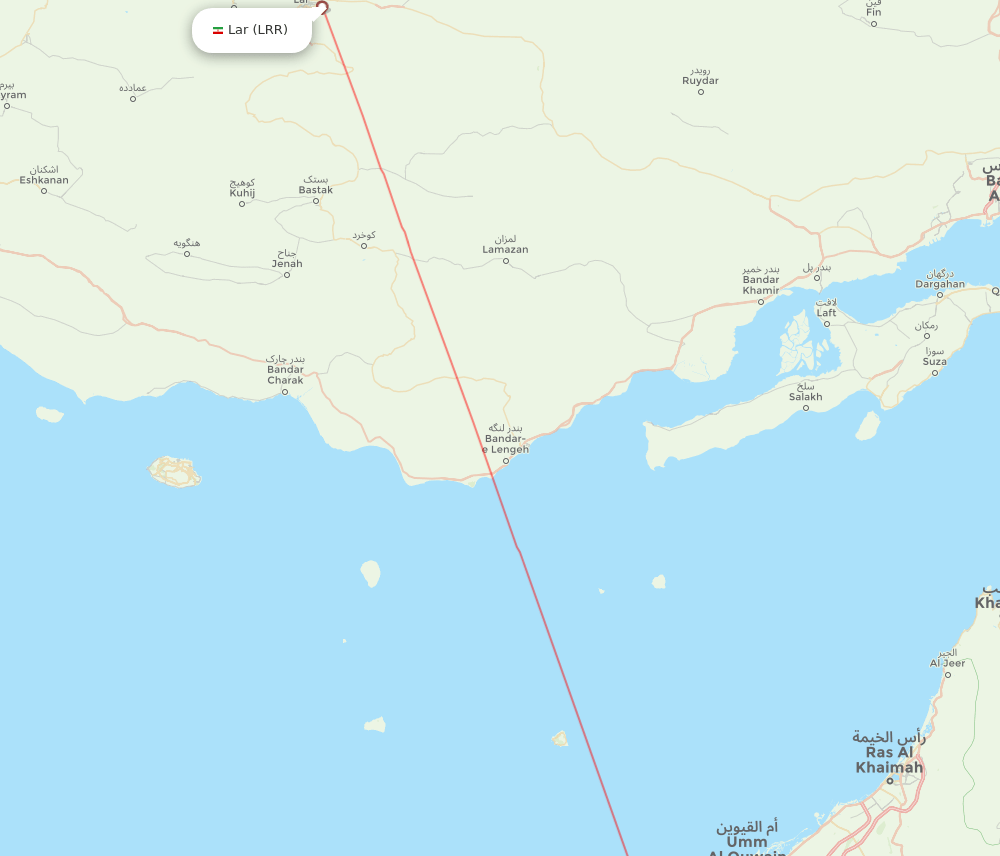 Dubai - Lar route map and flight paths