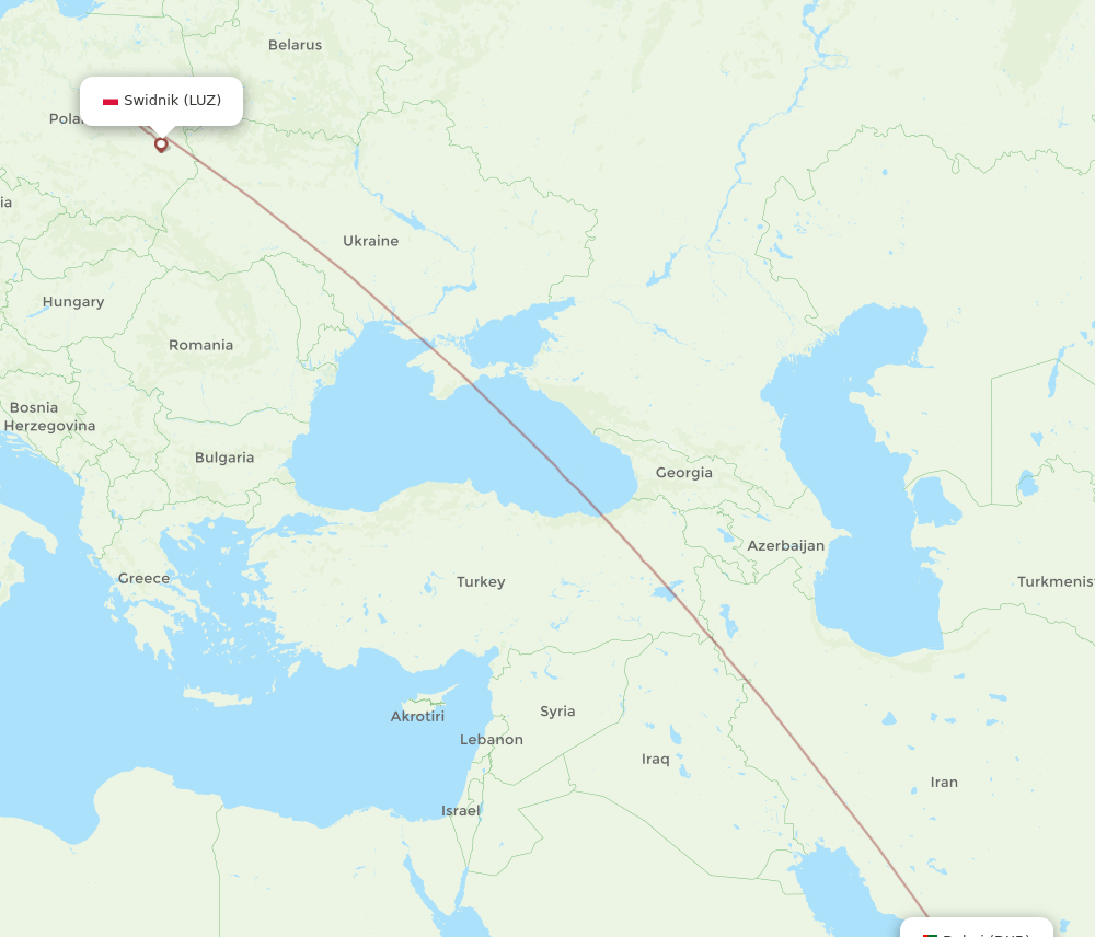 DXB-LUZ flight routes