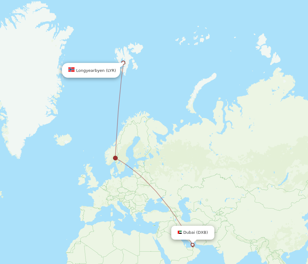DXB-LYR flight routes