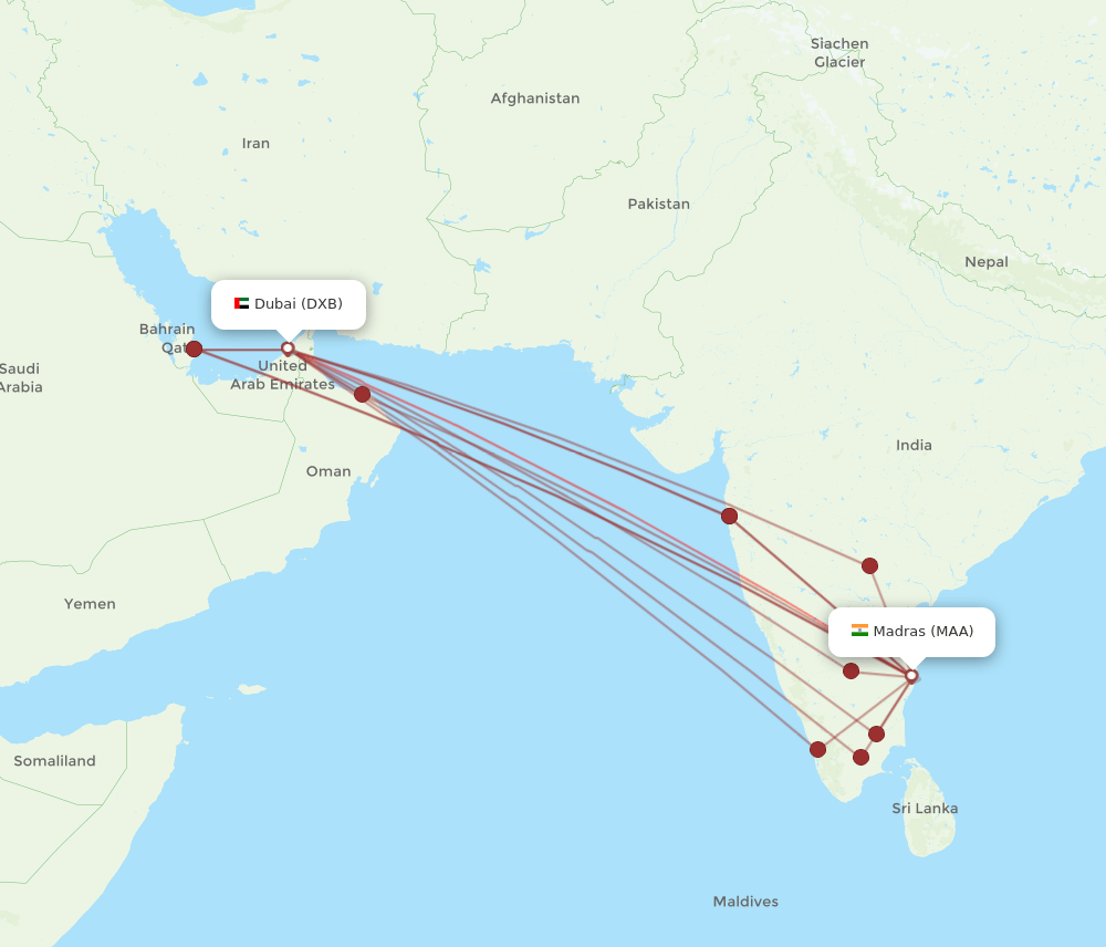 DXB-MAA flight routes