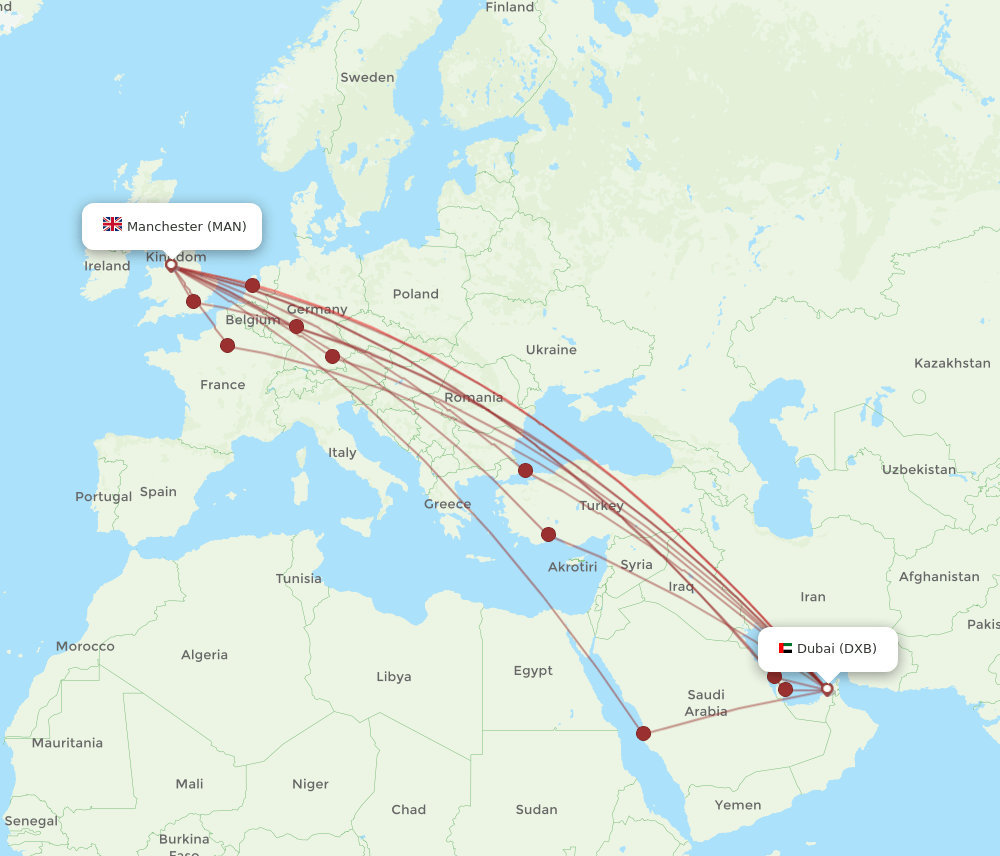DXB-MAN flight routes