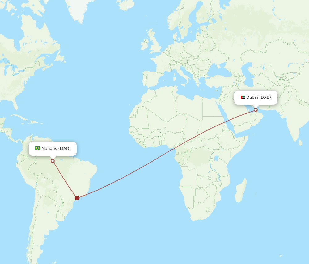 DXB to MAO flights and routes map