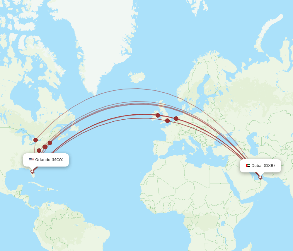 DXB-MCO flight routes