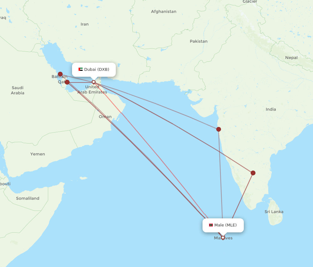 DXB-MLE flight routes