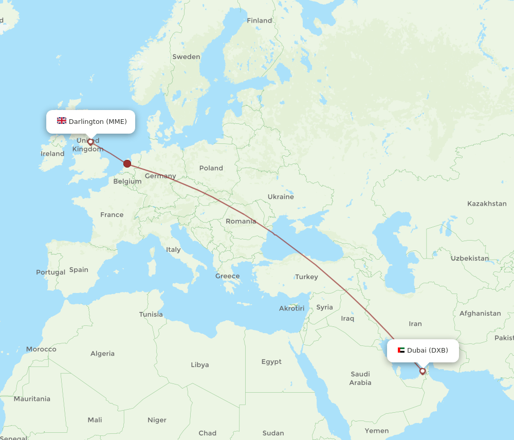 DXB-MME flight routes