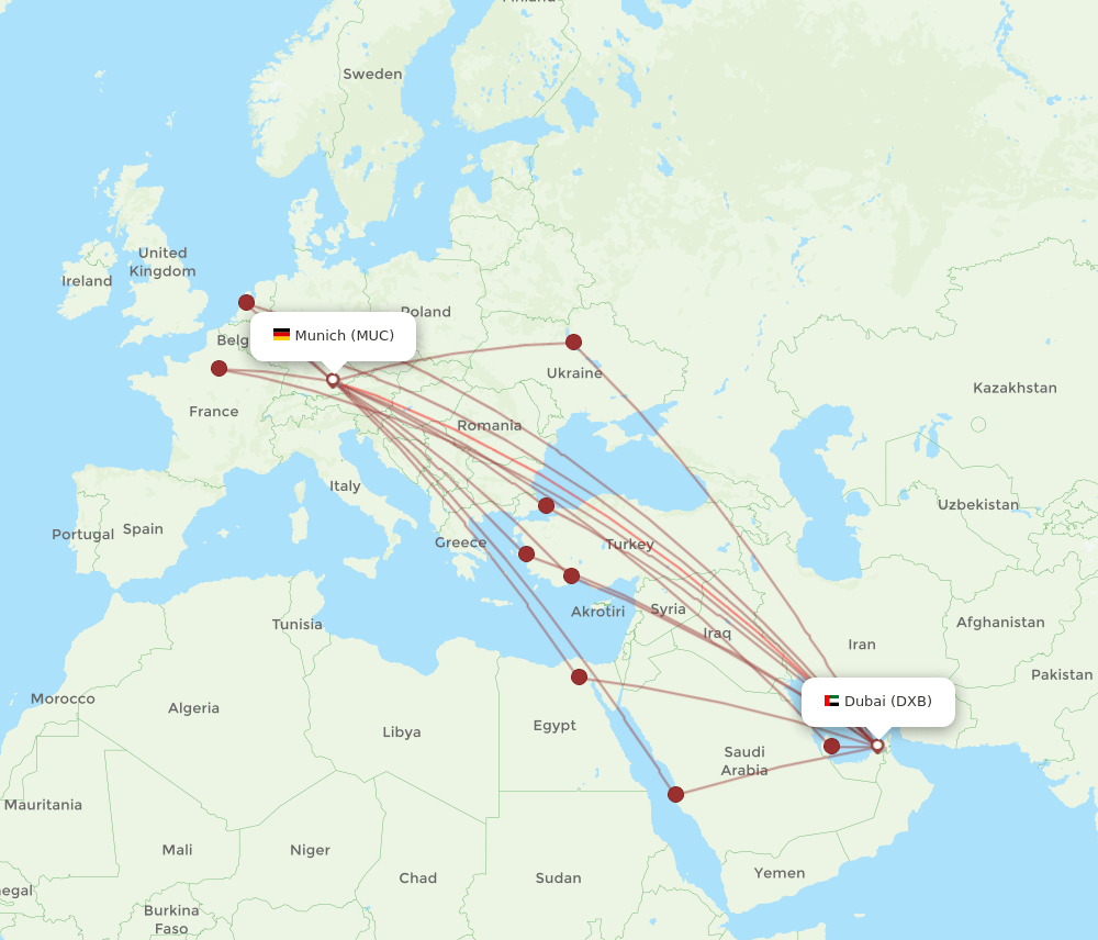 DXB-MUC flight routes