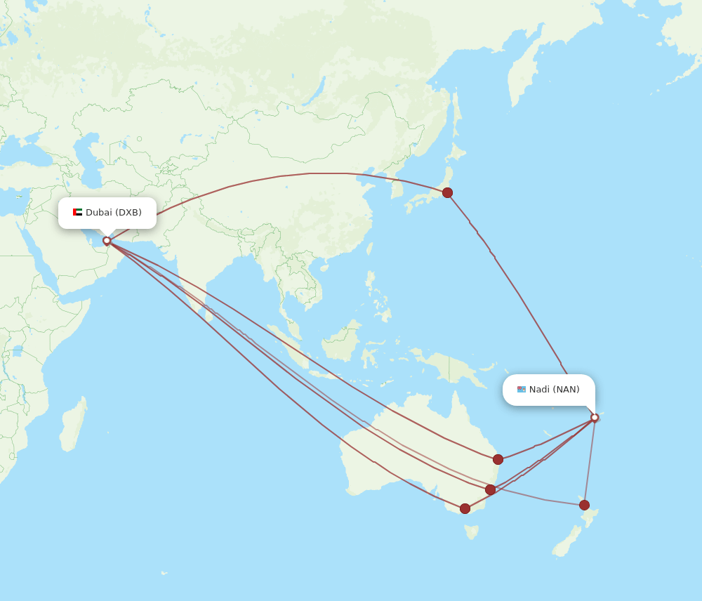 DXB-NAN flight routes