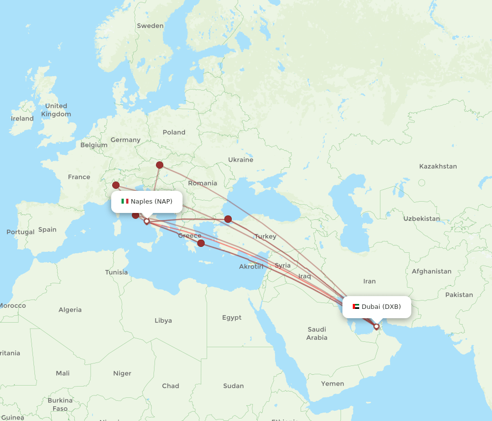 DXB-NAP flight routes