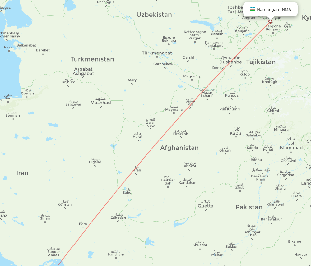 DXB-NMA flight routes