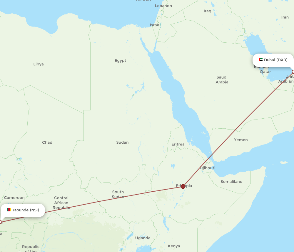 DXB to NSI flights and routes map