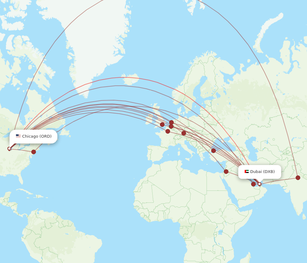 DXB-ORD flight routes