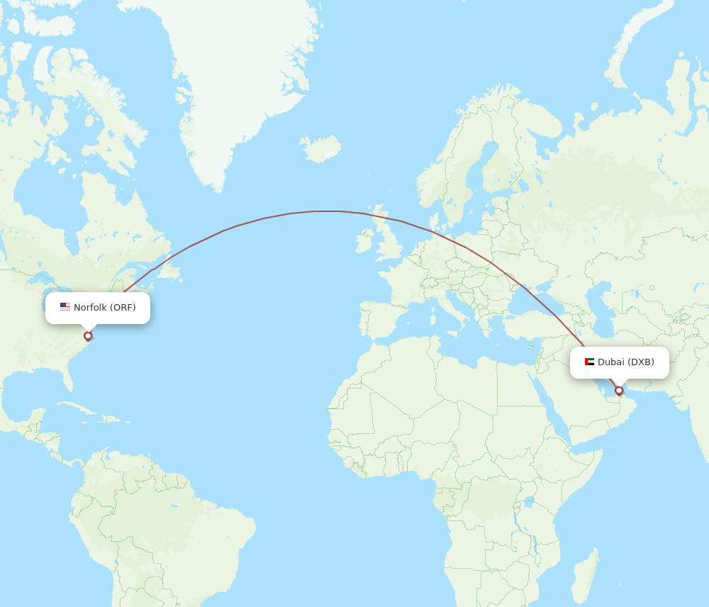 DXB-ORF flight routes
