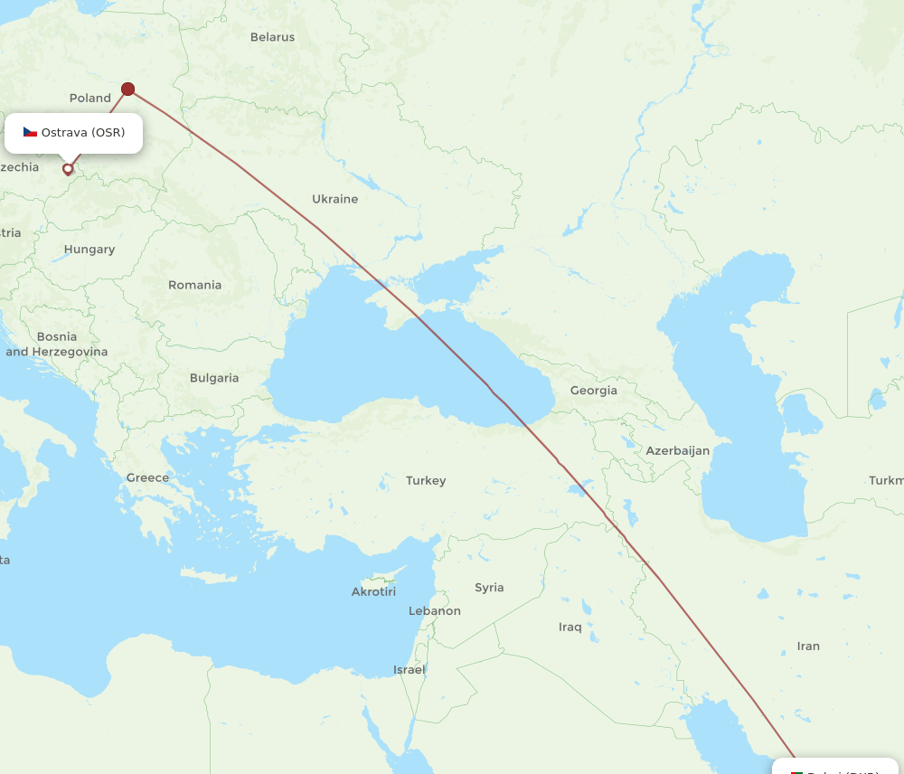 DXB-OSR flight routes