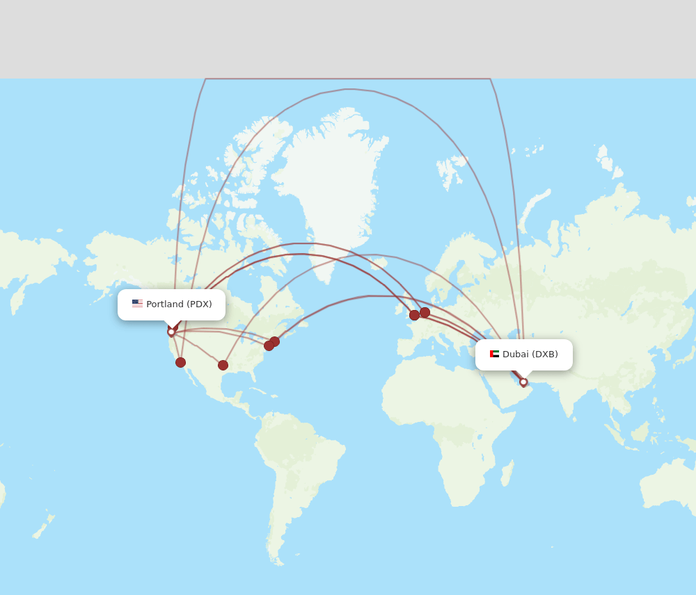 DXB-PDX flight routes