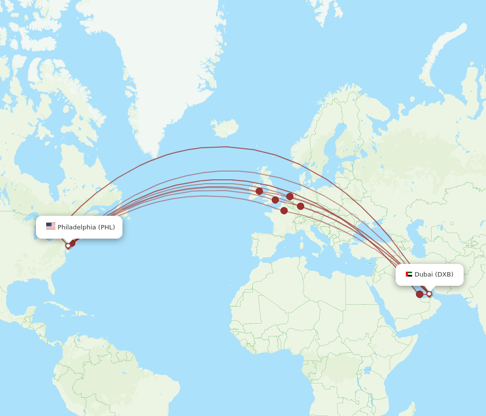 DXB-PHL flight routes
