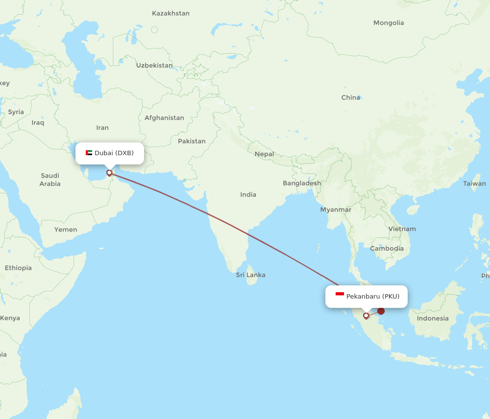 DXB-PKU flight routes