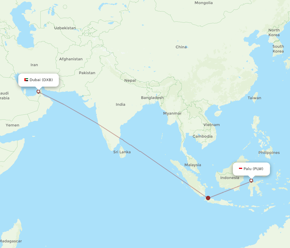 DXB-PLW flight routes