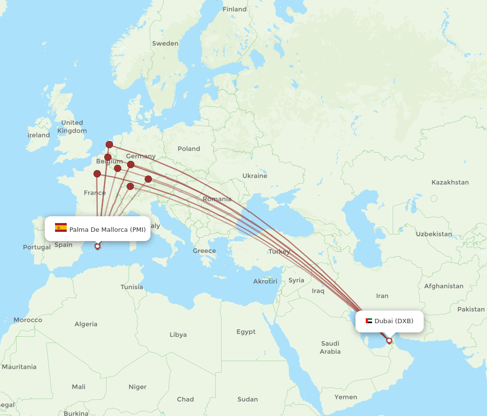 DXB-PMI flight routes