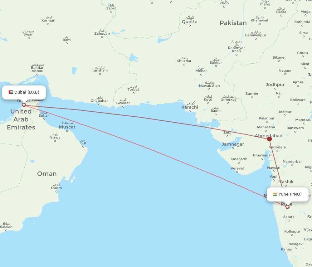 DXB-PNQ flight routes