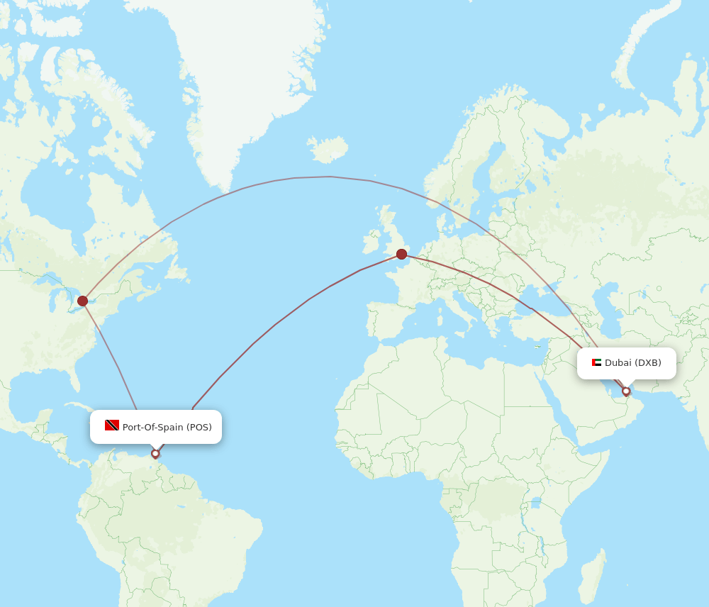 DXB-POS flight routes