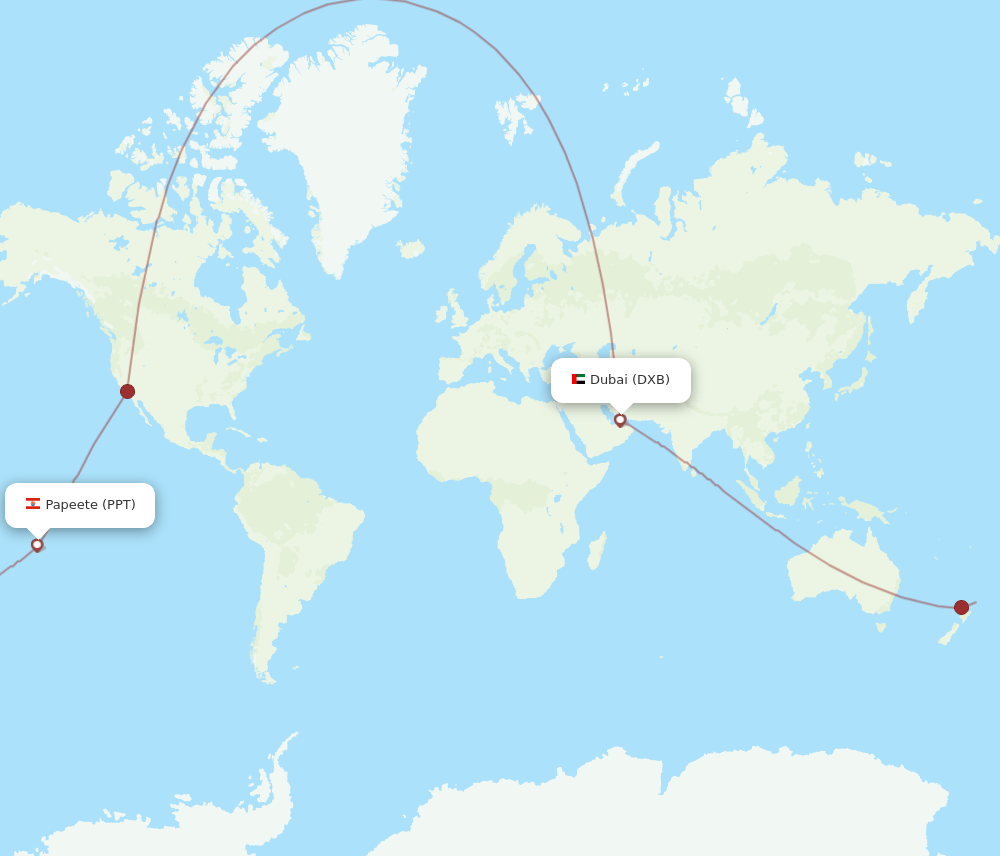 DXB-PPT flight routes