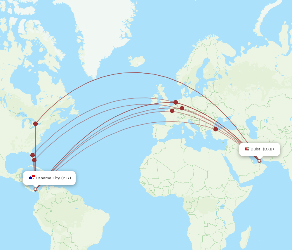DXB-PTY flight routes