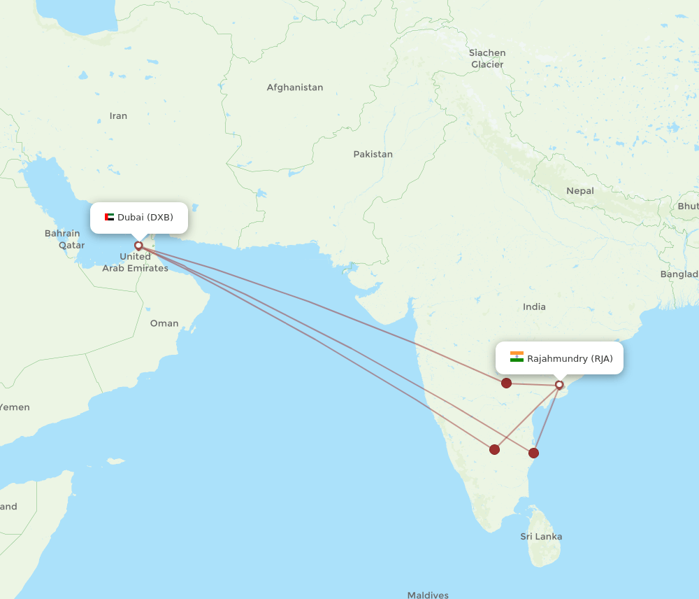 DXB-RJA flight routes