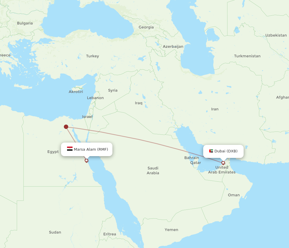 DXB to RMF flights and routes map