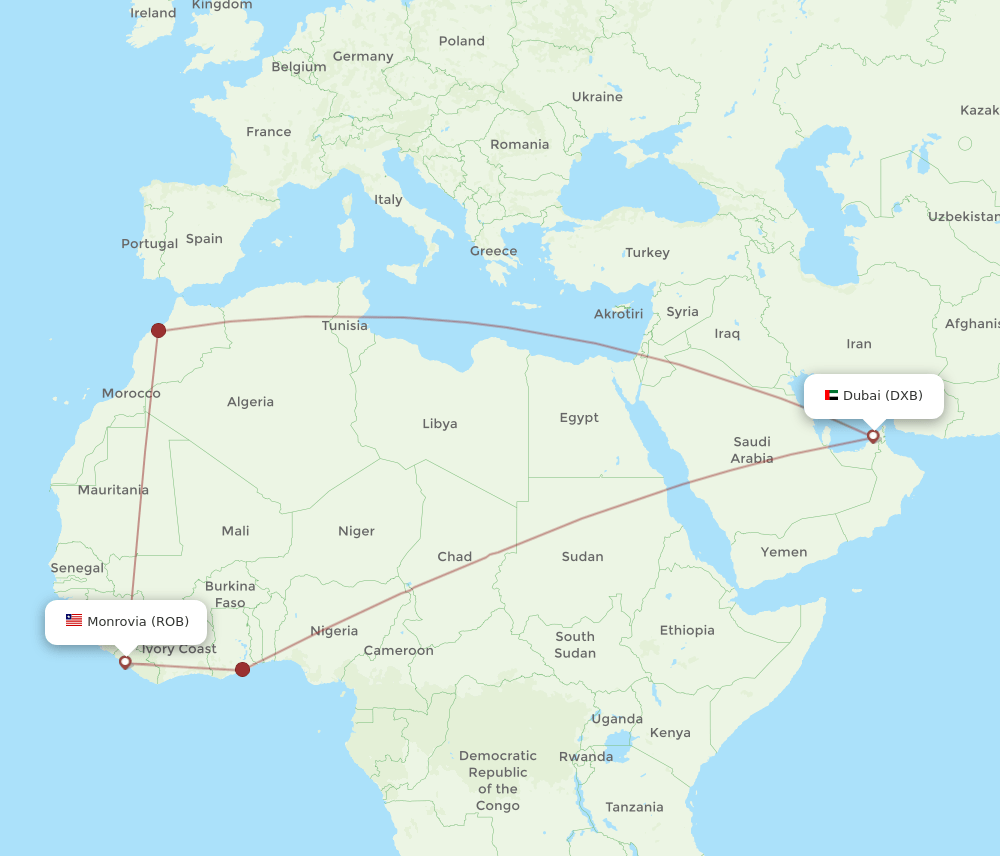DXB-ROB flight routes