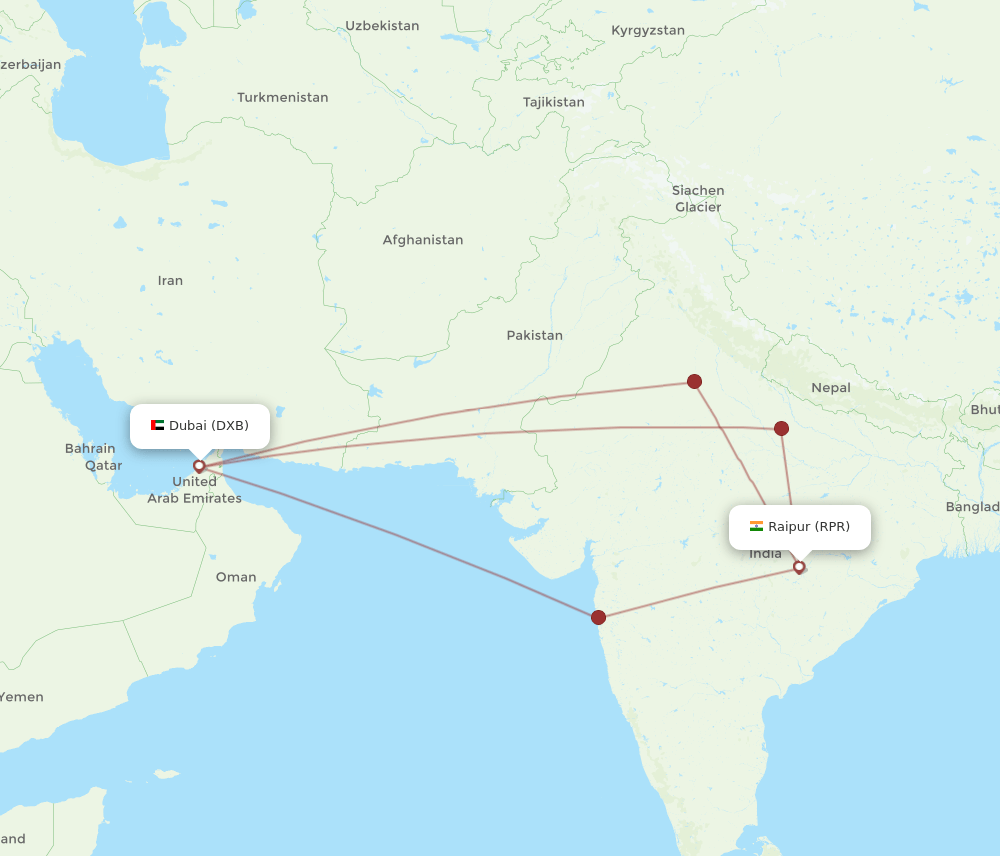 DXB-RPR flight routes