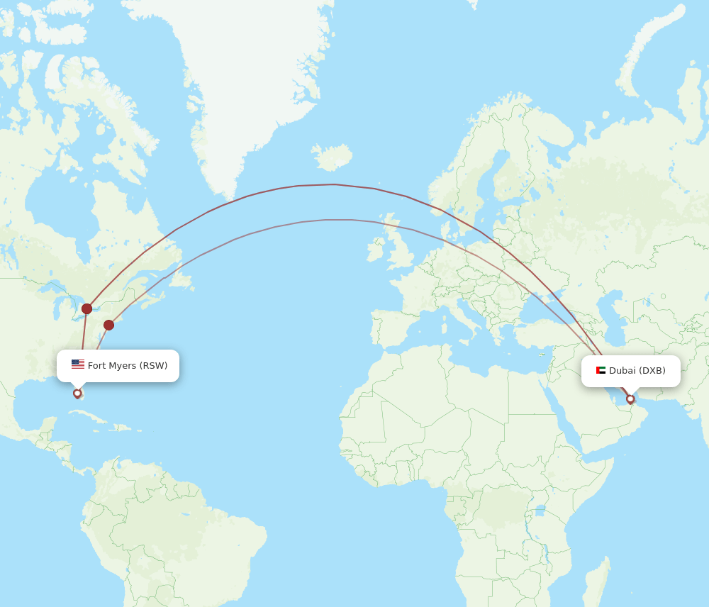 DXB-RSW flight routes