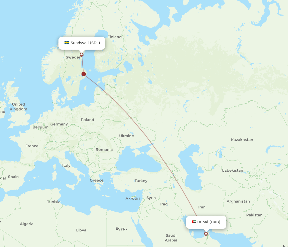 DXB-SDL flight routes