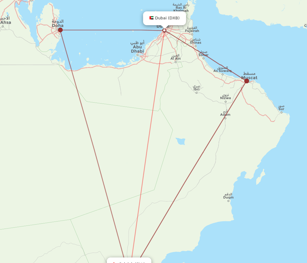 DXB-SLL flight routes