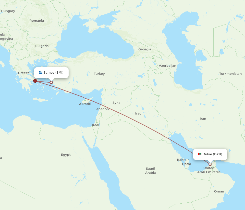 DXB-SMI flight routes