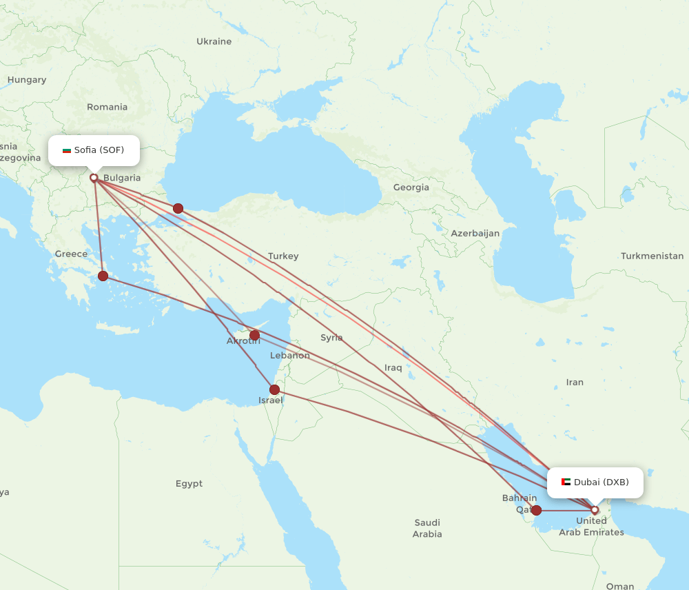 DXB-SOF flight routes