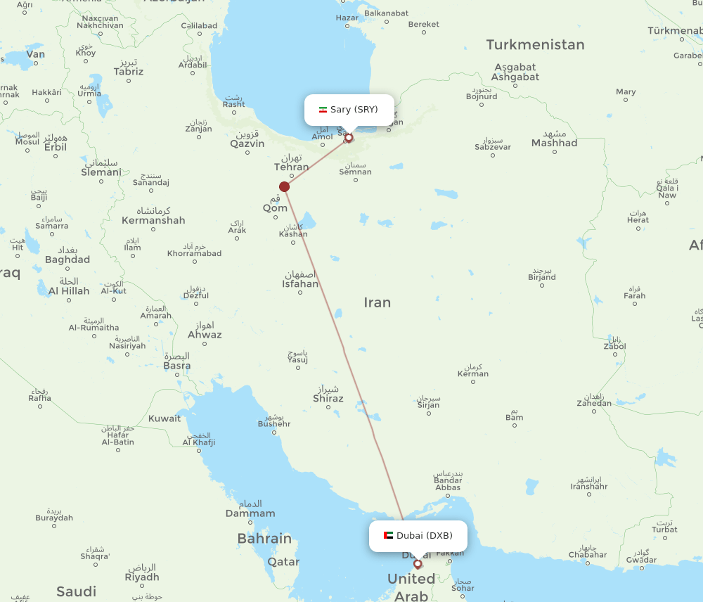SRY to DXB flights and routes map
