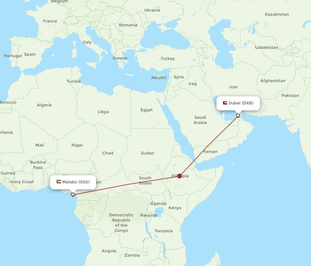 DXB-SSG flight routes