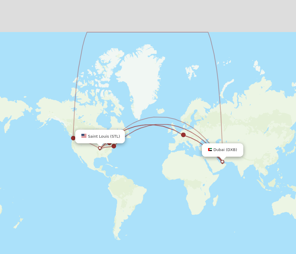 DXB-STL flight routes